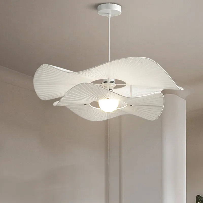 Lustre LED blanc en tissu pour salon et salle à manger