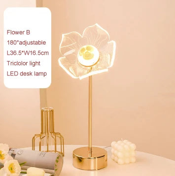 Lampe de table rétro or acrylique papillon LED - Éclairage élégant pour hôtel, villa et salon