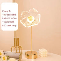 Lampe de table rétro or acrylique papillon LED - Éclairage élégant pour hôtel, villa et salon