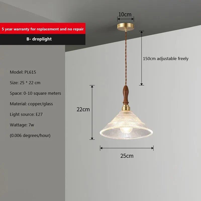 Suspension conique en verre nordique vintage.