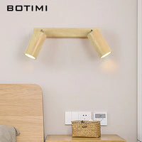 Botimi - Lampe de Table Nordique en Bois avec Poussoir