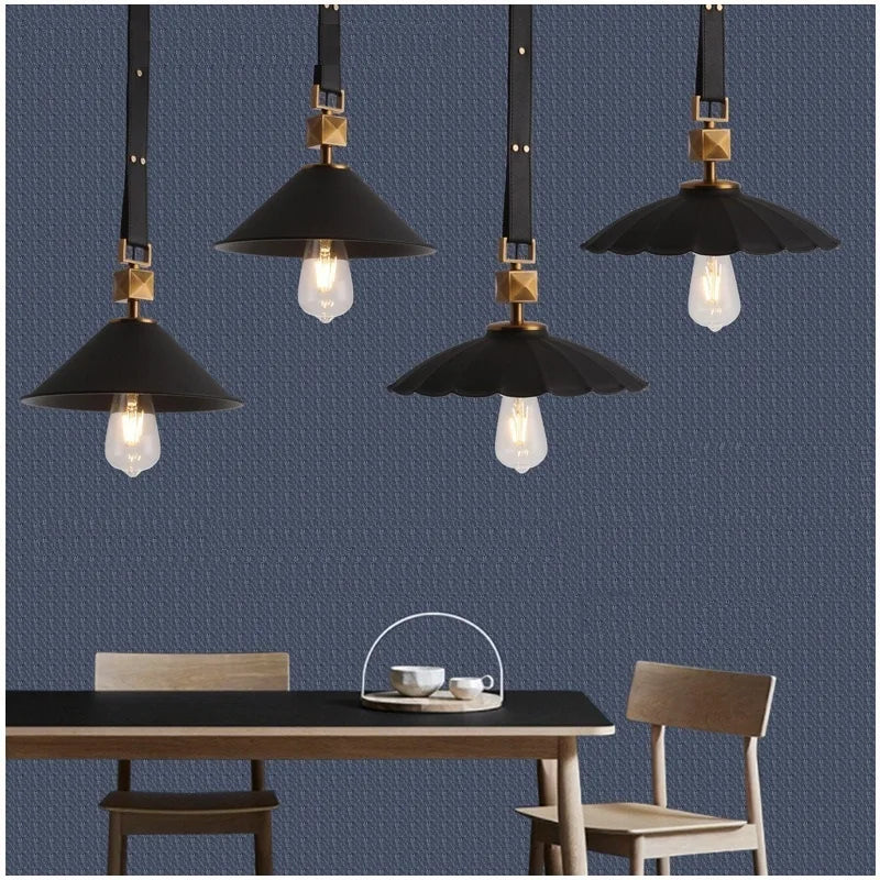 Lustre moderne en cuir avec suspension lumière et verre cristal de luxe
