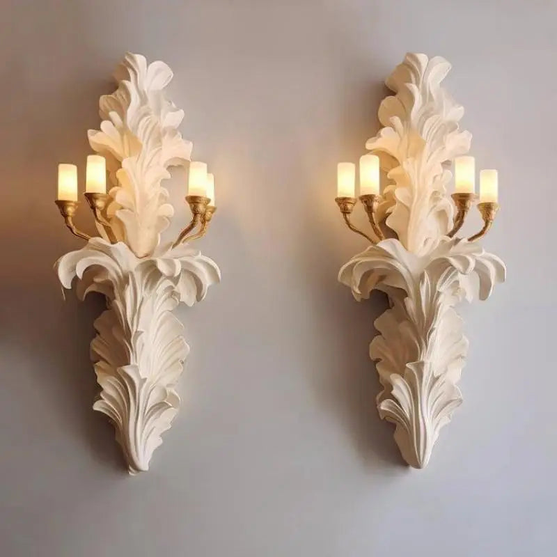 Applique murale vintage française en plâtre avec éclairage LED