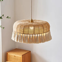 Suspension LED en chanvre tissé à la main - Style bohème Wabi Sabi Crafted