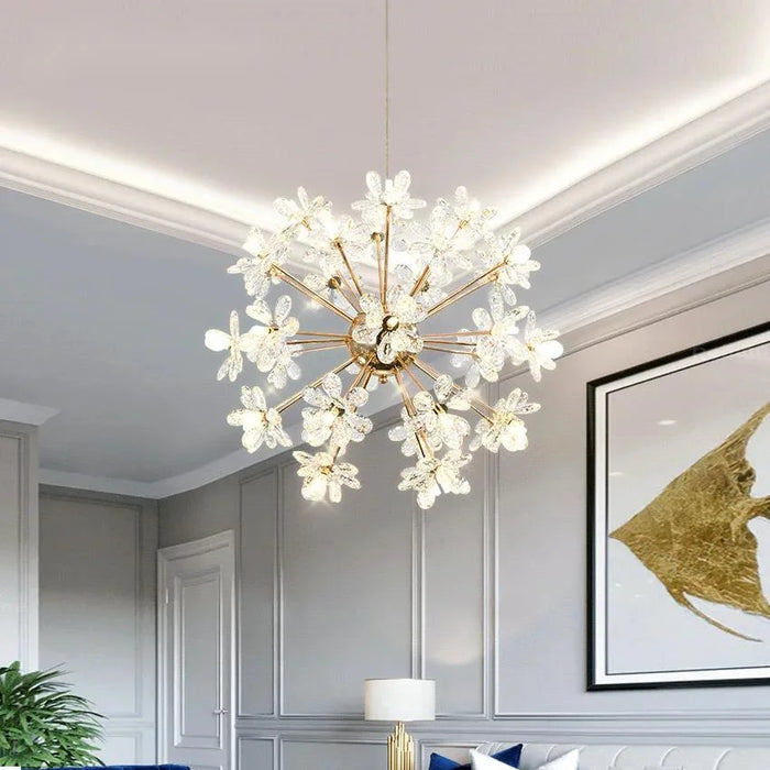 Lustre Moderne en Cristal LED Pissenlit - Boule Ronde Suspension Design