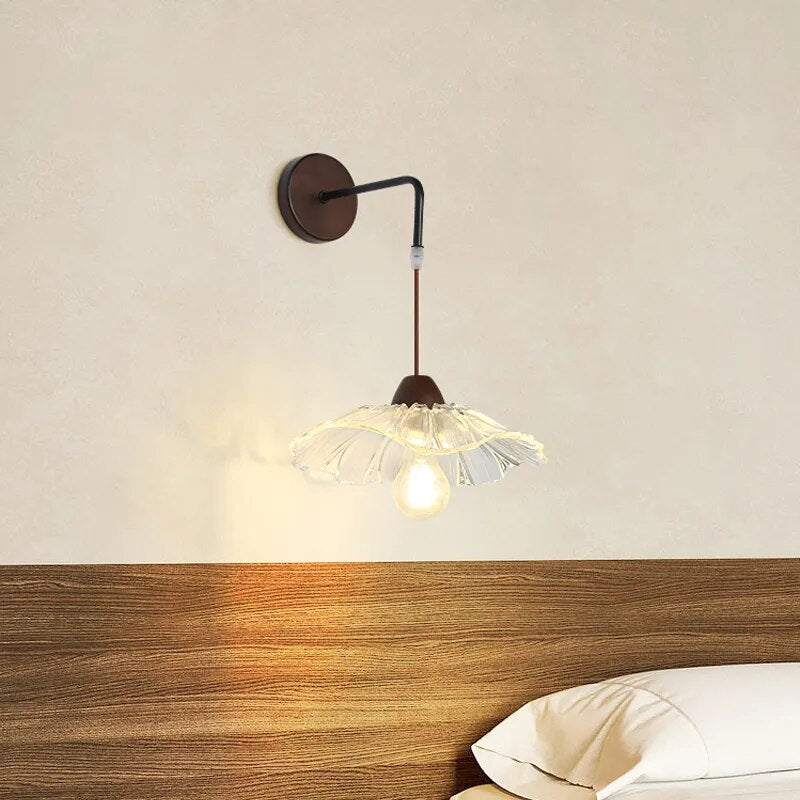 Applique murale nordique en bois & verre