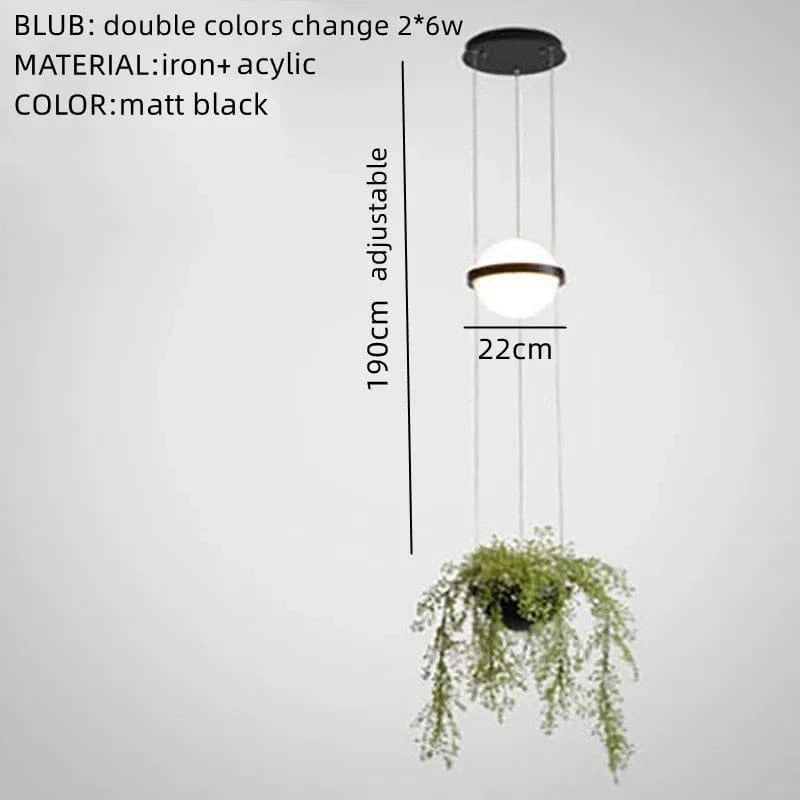Lustre Moderne DIY LED avec Pot de Fleurs pour un Jardin Céleste