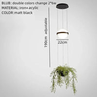 Lustre Moderne DIY LED avec Pot de Fleurs pour un Jardin Céleste