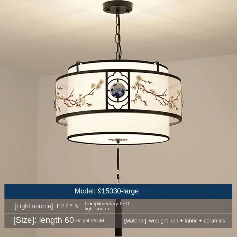 Lustre rétro rond pour restaurant chinois : Lampe suspendue créative de la nouvelle collection orientale