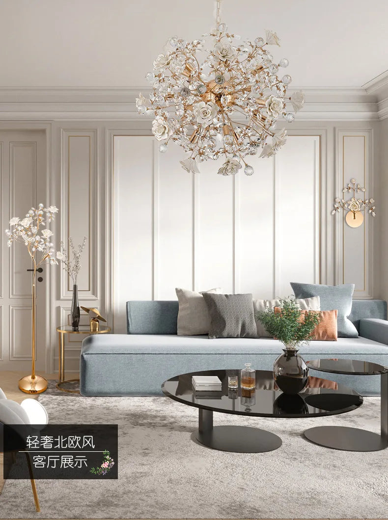 Lustre céramique blanc - Collection Fleurs