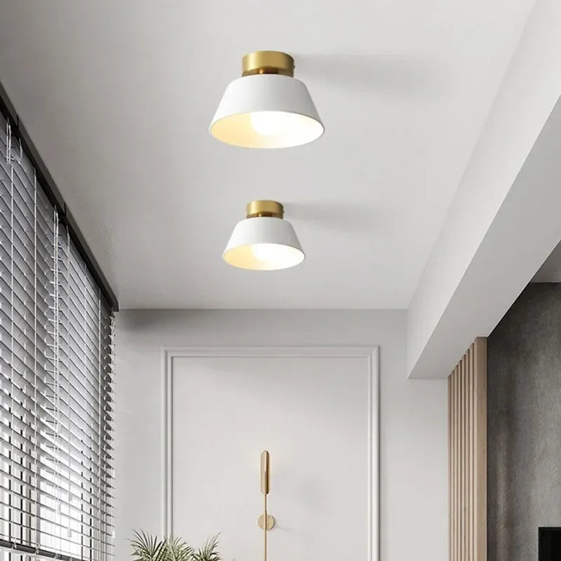Plafonnier LED rétro en fer rond avec abat-jour - Style Vintage