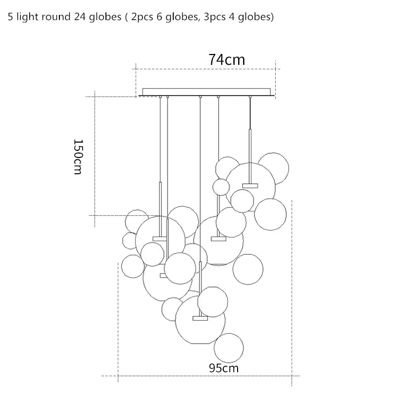 Lustre moderne en verre laiteux avec LED suspendue.
