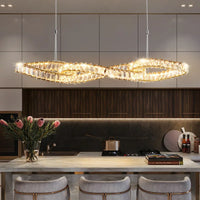 Lustres modernes en cristal de luxe LED Suspended Gold