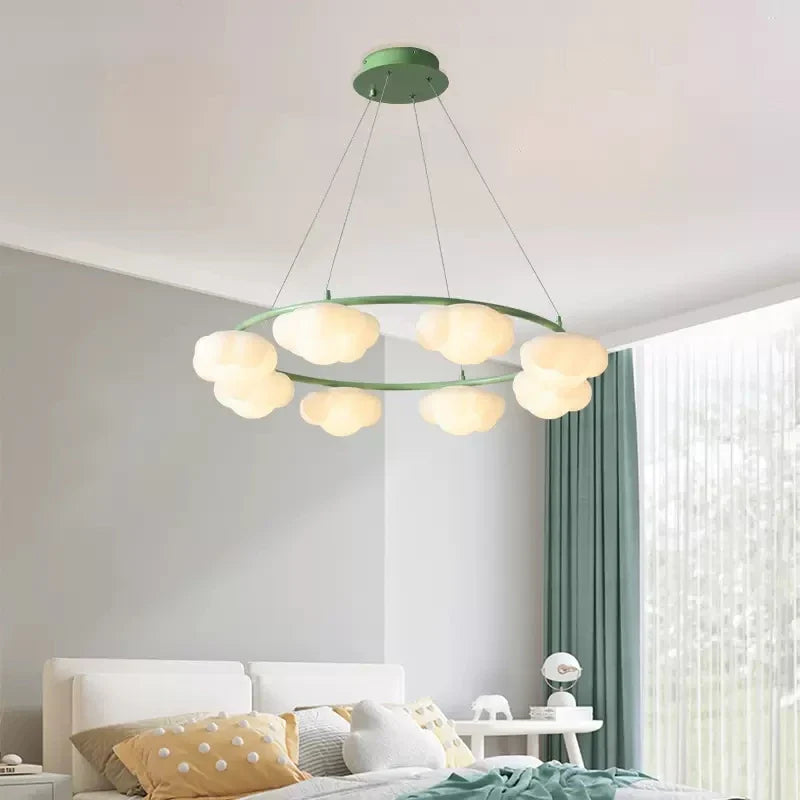 Lustre nuage vert télécommandé pour salle à manger