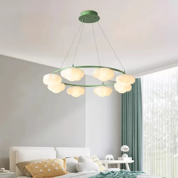 Lustre nuage vert télécommandé pour salle à manger