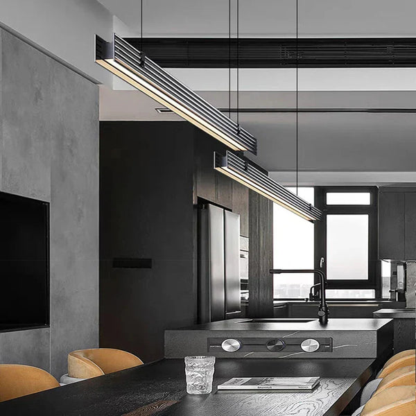 Lustre Long en Verre LED Design Minimaliste - Luxe Épuré