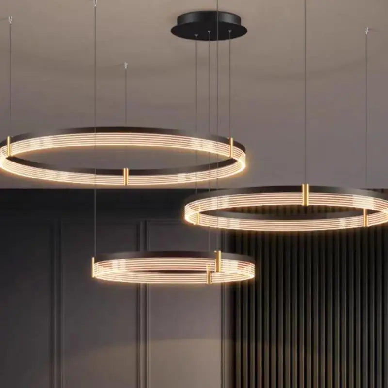 Lustre LED anneau en acrylique au design contemporain avec anneau intérieur