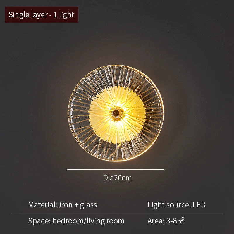 Applique murale ronde moderne en cristal avec LED intégrées