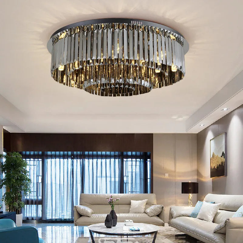 Plafonnier LED de luxe en cristal rond - Style Moderne