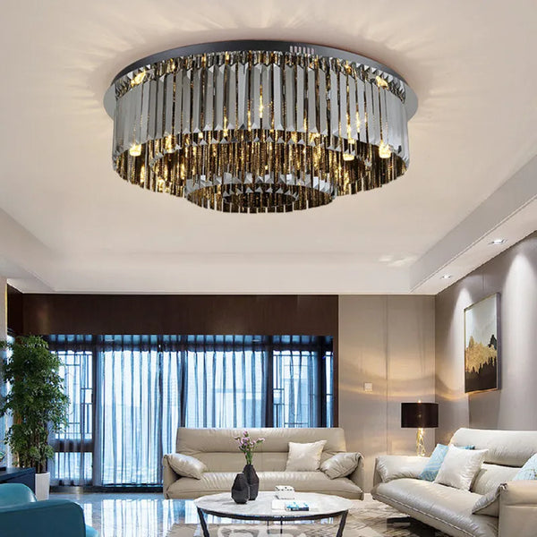 Plafonnier LED de luxe en cristal rond - Style Moderne