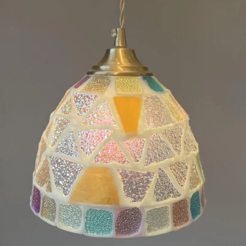 Suspension Tiffany Méditerranée en Verre Coquille LED