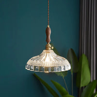 Suspension luminaire nordique en bois, verre et laiton - Style rustique moderne