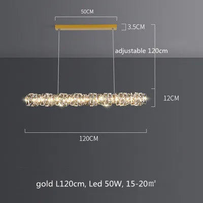 Lustre Moderne en Cristal K9 avec Suspension et Télécommande Dimmable