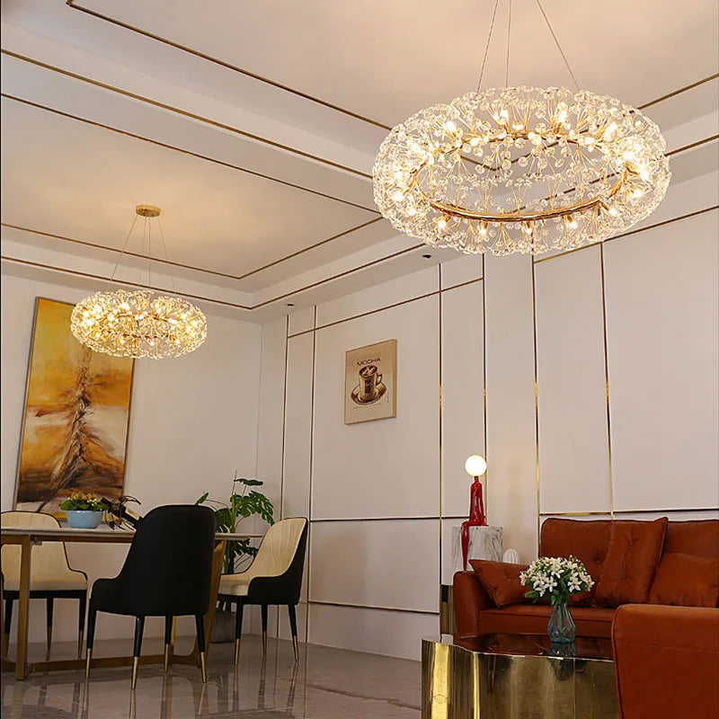 Lustre LED en cristal clair Pissenlit pour Hôtel de Luxe