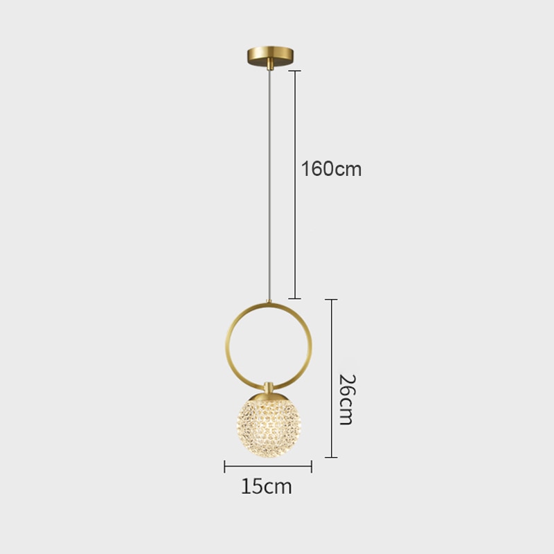 Suspension LED en verre cristal de luxe.