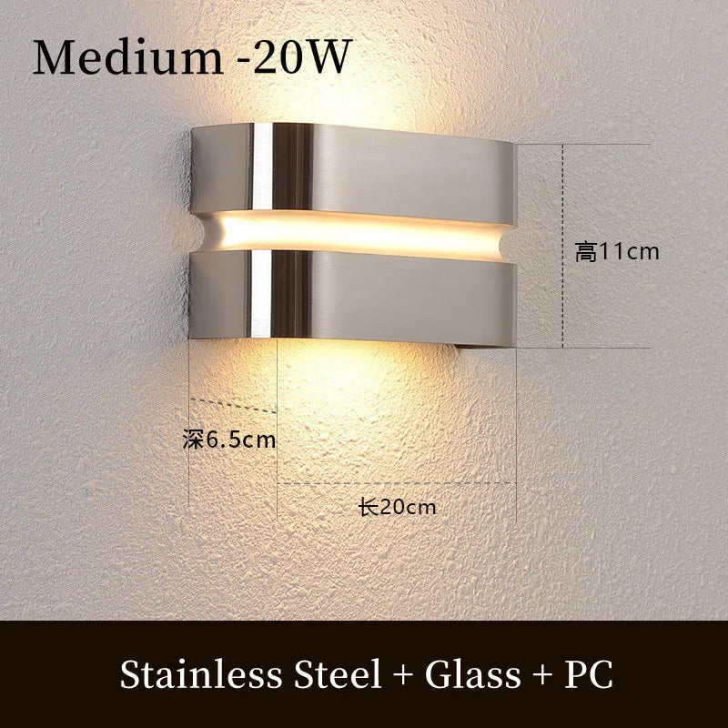 Applique murale LED moderne en acier inoxydable étanche pour extérieur - Luminix™