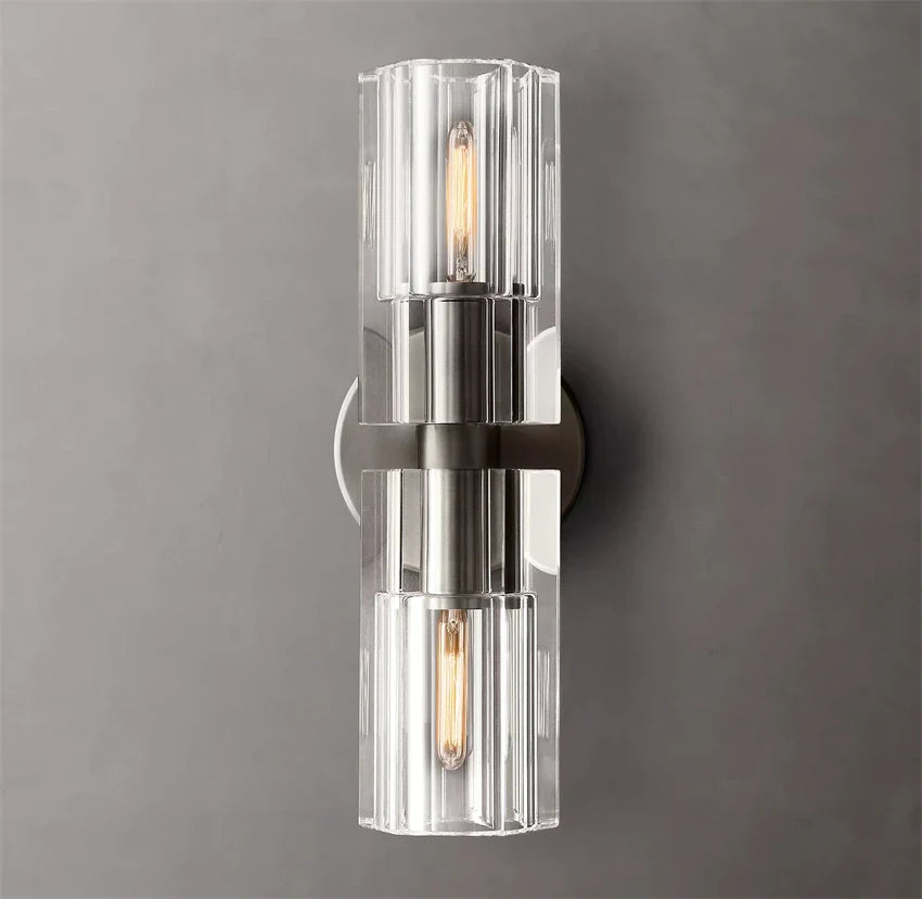 Applique murale LED Moderne en Cristal Clair et Nickel Laiton