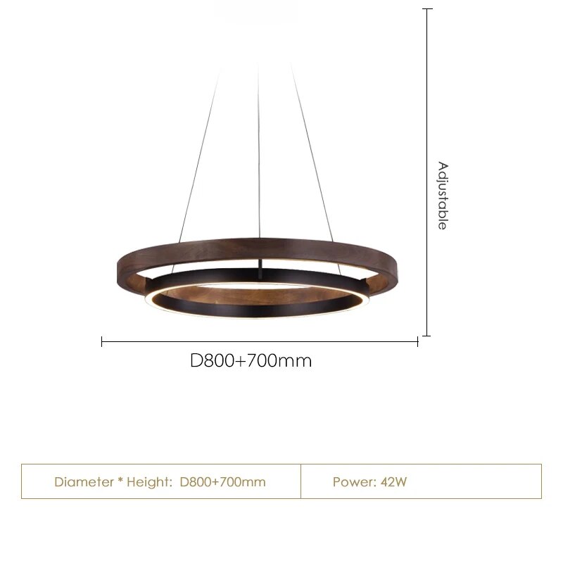 Lustre Nordique Bois Antique - Éclairage en Anneau