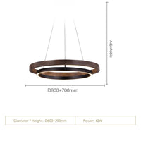 Lustre Nordique Bois Antique - Éclairage en Anneau