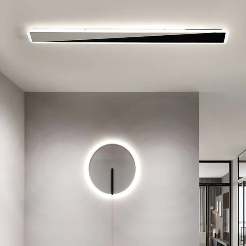 Lustre Minimaliste Nordique avec Bande Longue et Touche Créative