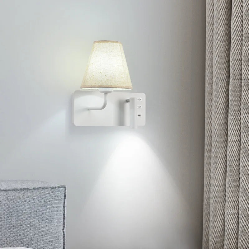 Applique murale LED d'intérieur moderne avec port USB