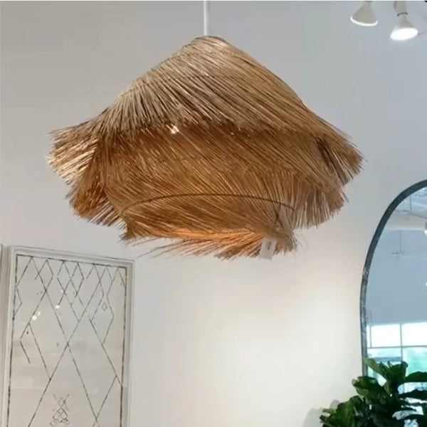 Suspension lumineuse Japonais Wasabi en Rotin avec Led pour Salle à Manger