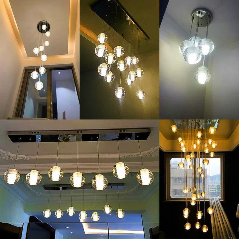 Lustre en cristal moderne avec boule tournante LED suspendue - LUXE LUMINEUX