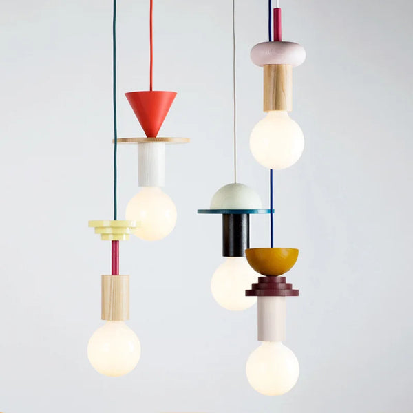 Suspension LED luminaire bois nordique - Lampe restaurant chambre maison - Déco luminaire