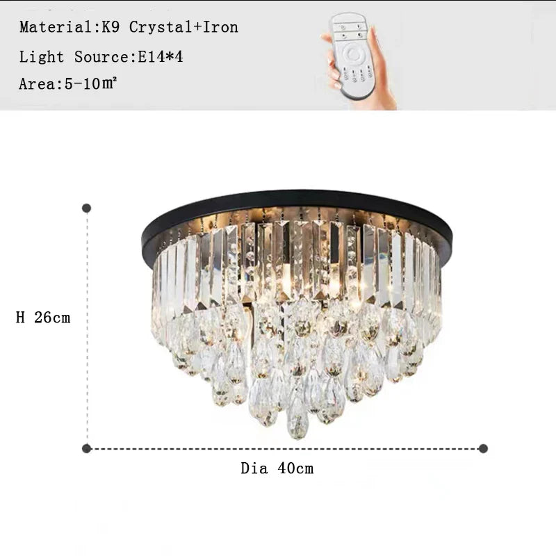 Lustre LED dimmable en cristal de style vintage de luxe