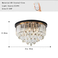 Lustre LED dimmable en cristal de style vintage de luxe