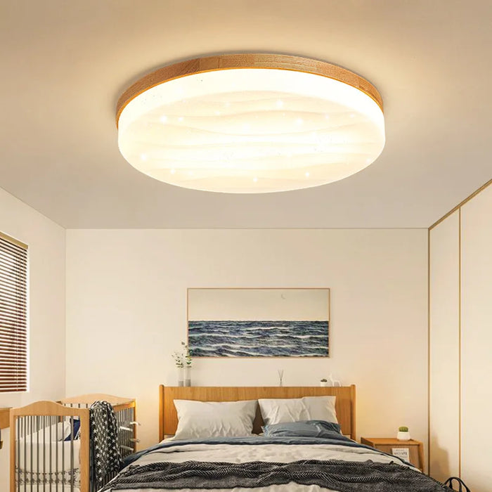 Plafonnier LED Carré Moderne en Bois pour Intérieur - Style Épuré