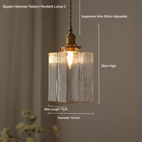 Suspension japonaise vintage en verre et laiton LED