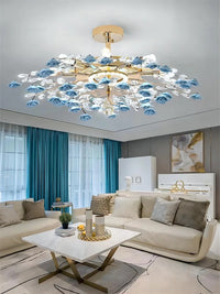 Plafonnier de luxe moderne en céramique avec fleurs en cristal