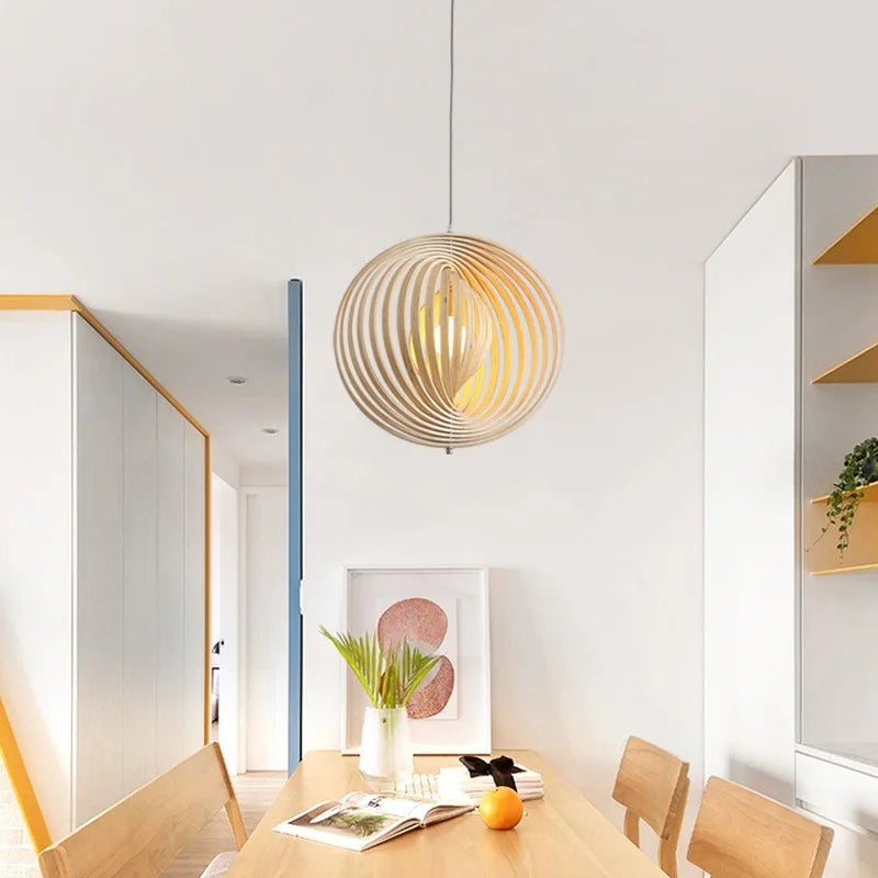 Lustre Nordique en Bois pour Bar & Cuisine Créative - Éclairage Intérieur