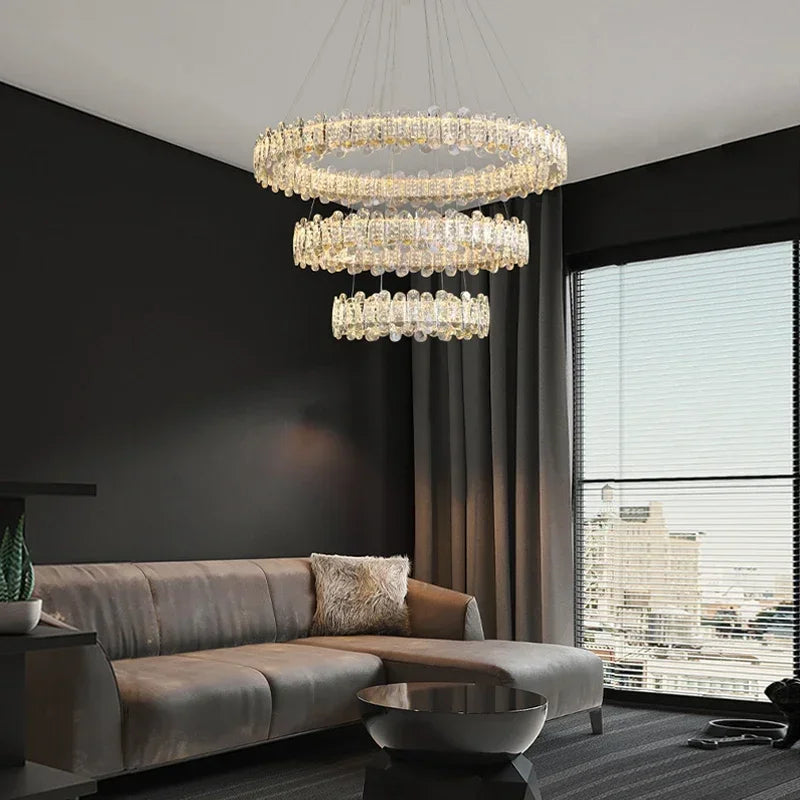 Lustre moderne en cristal avec lampes LED pour une décoration sophistiquée