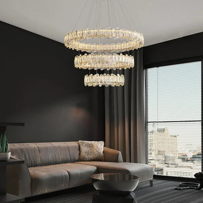 Lustre moderne en cristal avec lampes LED pour une décoration sophistiquée
