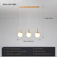 Suspension LED nordique en verre - Oiseau rond en bois