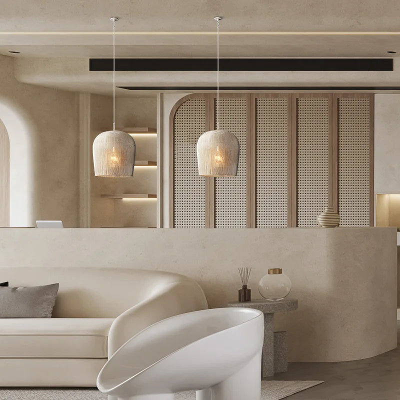 Suspension japonaise Wabi Sabi en rotin artisanal