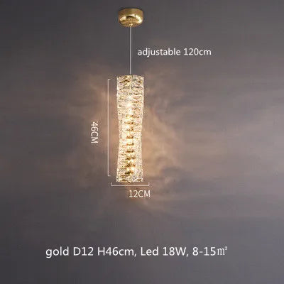 Lustre Moderne en Cristal K9 avec Suspension et Télécommande Dimmable