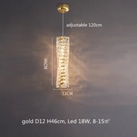 Lustre Moderne en Cristal K9 avec Suspension et Télécommande Dimmable